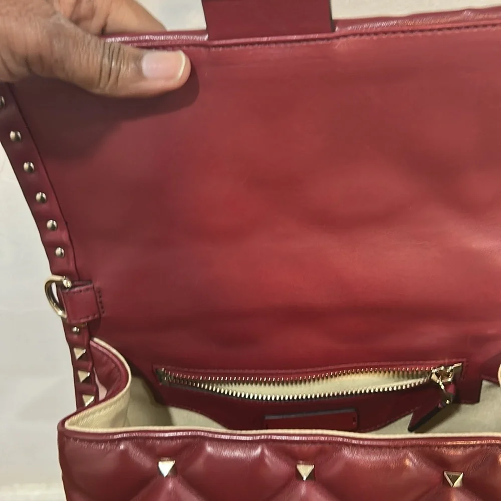 Valentino Garavani Red and Pink Quilted Studded Bag - Picture 11 of 13